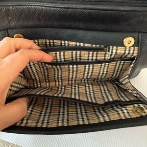 Aurielle Black Leather Crossbody Bag with Plaid Interior